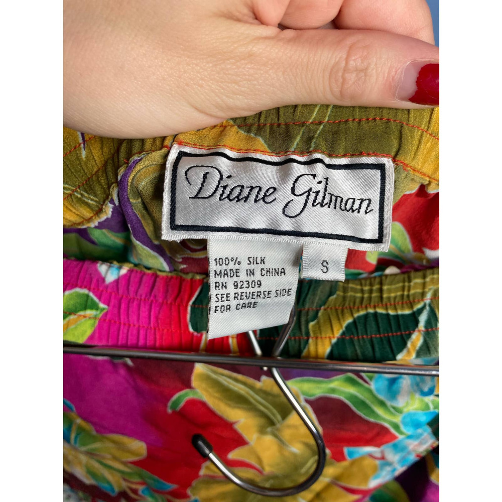 Vintage Diane Gilman 100% Silk Wrap Skirt Colorful Floral S - Picture 3 of 3